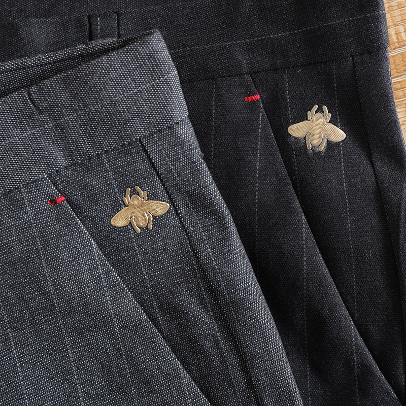 Eyes closed, all-match business casual, fashion small stripes, men's small straight thin section breathable casual trousers trend