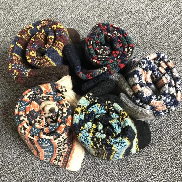 National Wind Male Socks Rabbit Wool Blend 5 Double Set of Soft Unzal Warm-bar Boots Male Socks