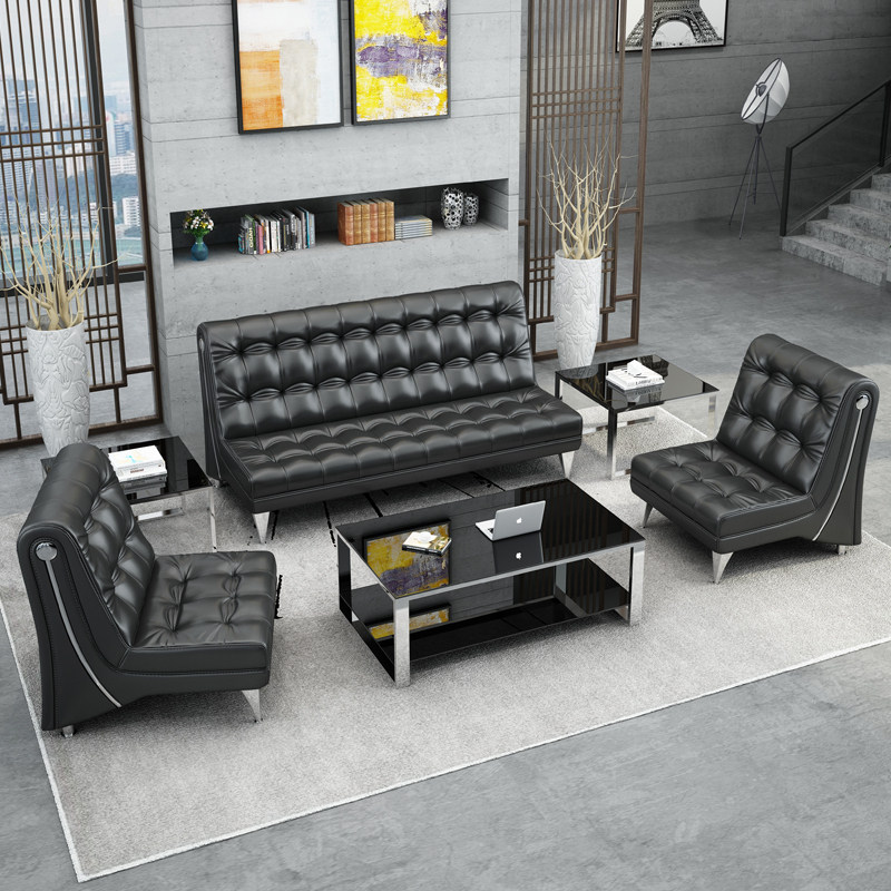 Hunan Office Cortex Office Sofa tea table Composition trio position brief Modern Yi Business Guest Area Sofa