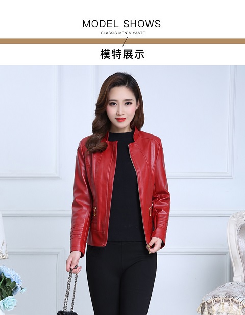 Áo khoác nữ mùa thu 2018 mới dành cho nữ trung niên Áo khoác da nữ trung niên PU áo khoác da ngắn cắt áo khoác da dáng dài