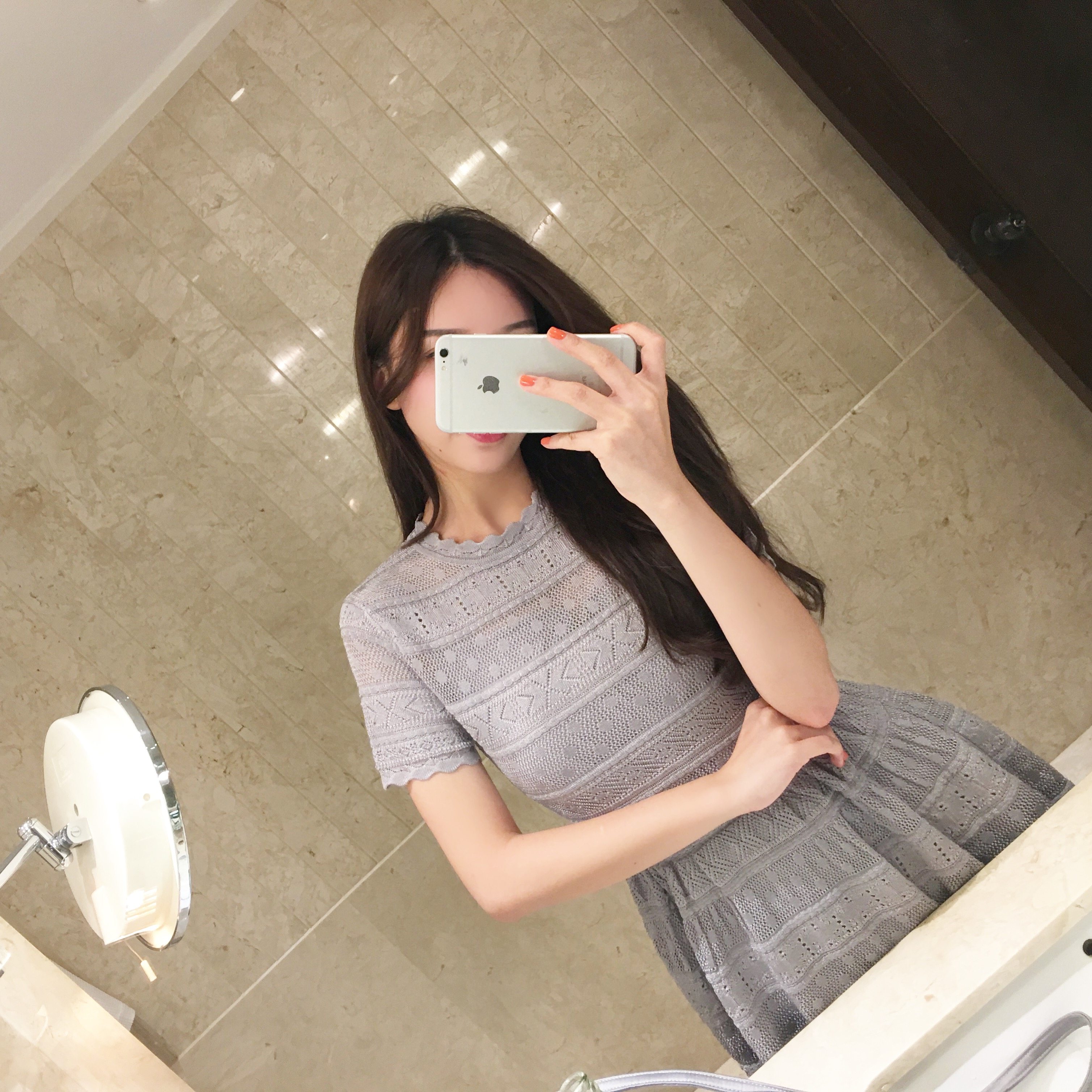 @ZY喜哥 钩花镂空两件套冰丝裙子 2017款短袖针织气质连衣裙女夏