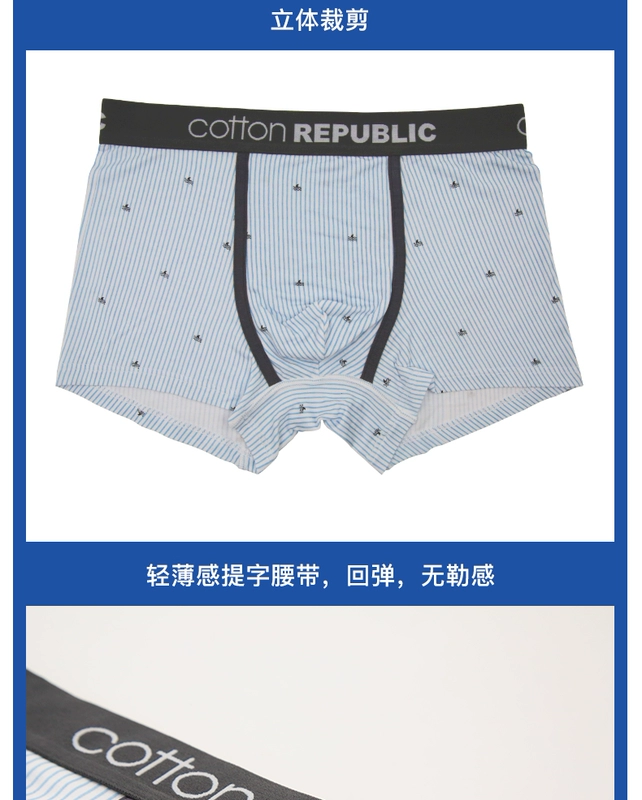 Quần lót cotton của nam giới Cotton Republic Quần lót nam giữa eo của nam Boxer Boxer Boxer Hai mảnh Quần đùi Boxer sexy cho học sinh trẻ - Nam giới