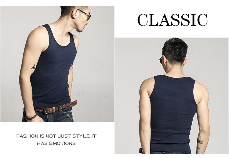 Mô hình vụ nổ mùa hè vòng cổ vest nam cotton đàn hồi close-fitting thể thao chặt chẽ trẻ áo rắn màu vest 2018 triều