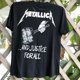 ແຖບ Metallica vintage retro ແຂນສັ້ນ American street chic rock ເສື້ອຍືດເນື້ອຜ້າຝ້າຍວ່າງ