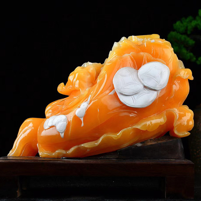 Golden Jelly Stone 100 Financial Pendulum Pieces Engraving Crafts Gifts Swing Accessories Home Decoration Furnishing Hotels Putting Natural Chite Gifts Collection