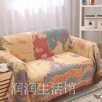 Foreign trade thickened European and American style world map Joker cotton sofa towel sofa carpet mat tapestry special price