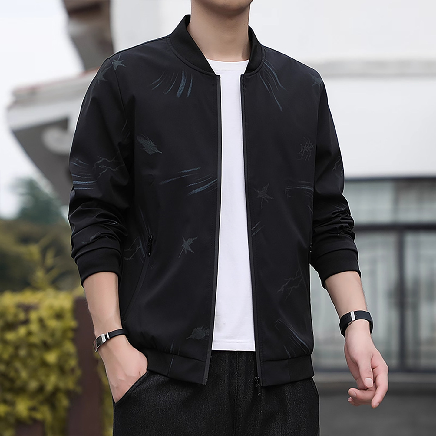 Nanilu メンズ ベースボールカラージャケット、2026年春秋新作、カジュアルで万能なトレンディなジッパートップ