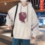 Một chiếc áo len nam 2019 mới mùa xuân lỏng áo len nam có mũ trùm đầu phiên bản Hàn Quốc của xu hướng cộng với quần áo nhung hoodie tím