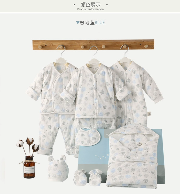 Quần áo trẻ em 0-3 tháng 6 bộ đồ cotton đầy đủ trăng quà tặng sơ sinh mùa thu và mùa đông cotton sơ sinh cho bé