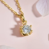 Бриллиантовая подвеска, золотая натуральная цепочка до ключиц, 18 карат