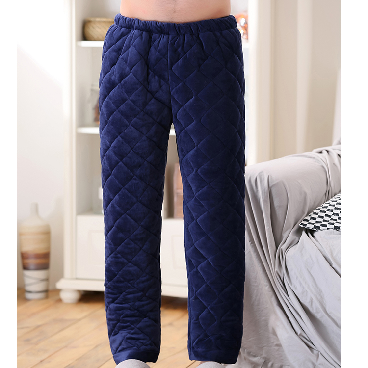 Mùa đông nam dày ba lớp cộng với quần nhung pyjama quần đũi nữ đẹp