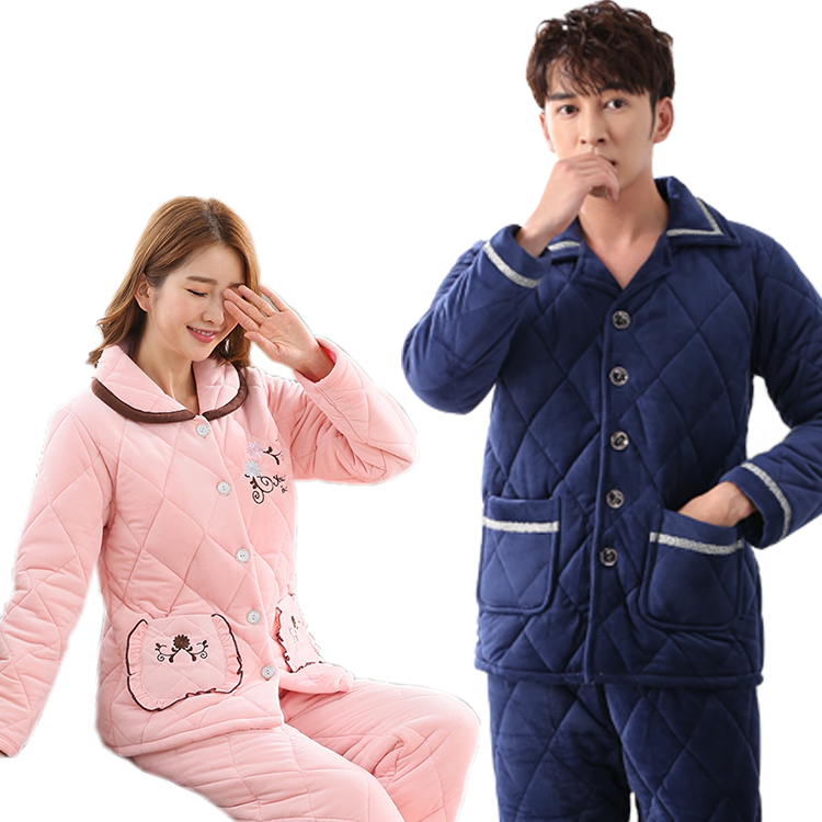 Pajamas woman winter thickened coral velvet pajamas men winter flannel flannel warm coat