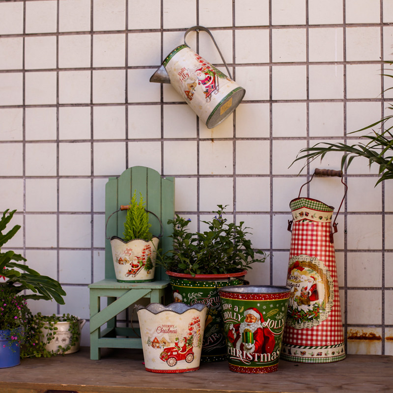 Foreign trade groceries orphans - American country retro gardening Christmas style stickers flower barrels high flower tube wave barrel straight barrel
