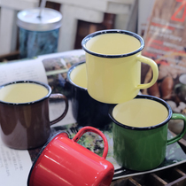 Meow small craftsman groceries-ins Nordic classic creative macaron color coffee cup enamel cup simple enamel porcelain cup
