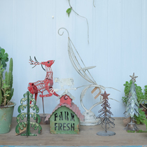 Meow Xiaomiao-American wrought iron vintage old Christmas tree elk ornaments garden balcony cafe decoration