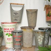 Meow small craftsman orphan-French retro old wrought iron relief craft high tube flower bucket garden large decorative flower device