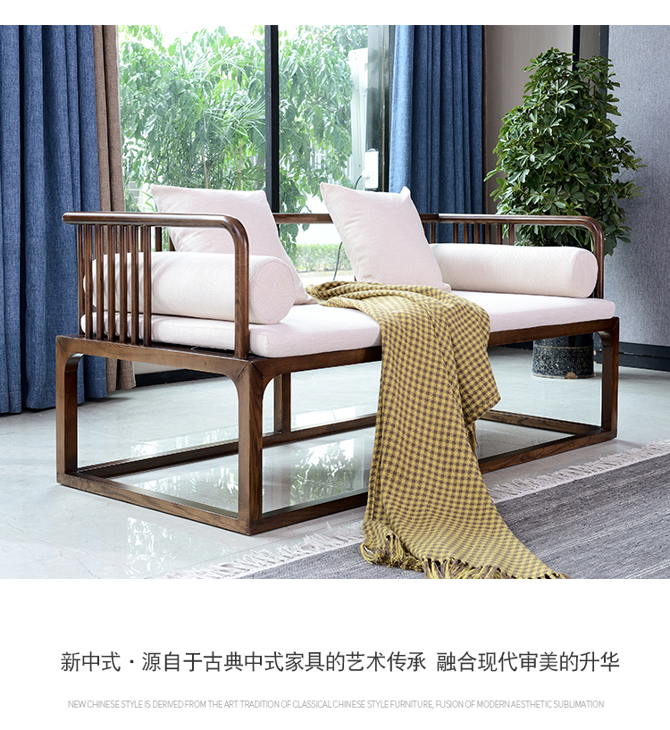 gỗ Trung Quốc sofa ghế ba chữ số kết hợp mới của Zen tối giản phòng mô hình đồ nội thất phòng khách cổ custom-ready - Ghế sô pha ghế sofa mini