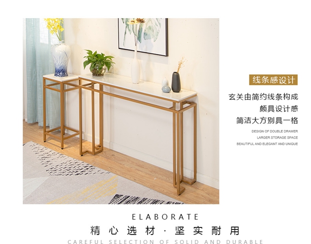 Đơn giản hiện đại rèn sắt champagne vàng giao diện điều khiển nhập cảnh trang trí cuối xem giao diện điều khiển hiên bàn mô hình phòng đồ nội thất tùy chỉnh - Bàn / Bàn bàn gỗ hiện đại
