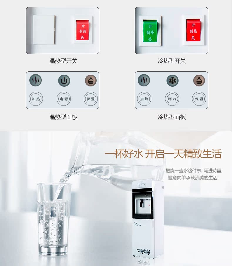 Haier nước nóng lạnh thẳng đứng hộ gia đình tiết kiệm năng lượng đôi cửa làm mát nước nóng đài phun nước đá ấm YR YD1566 - Nước quả cây nước