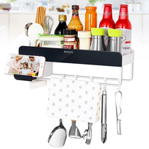 Punch-free kitchen utensils shelf wall-mounted multifunctional space-saving supplies seasoning and seasoning storage shelf