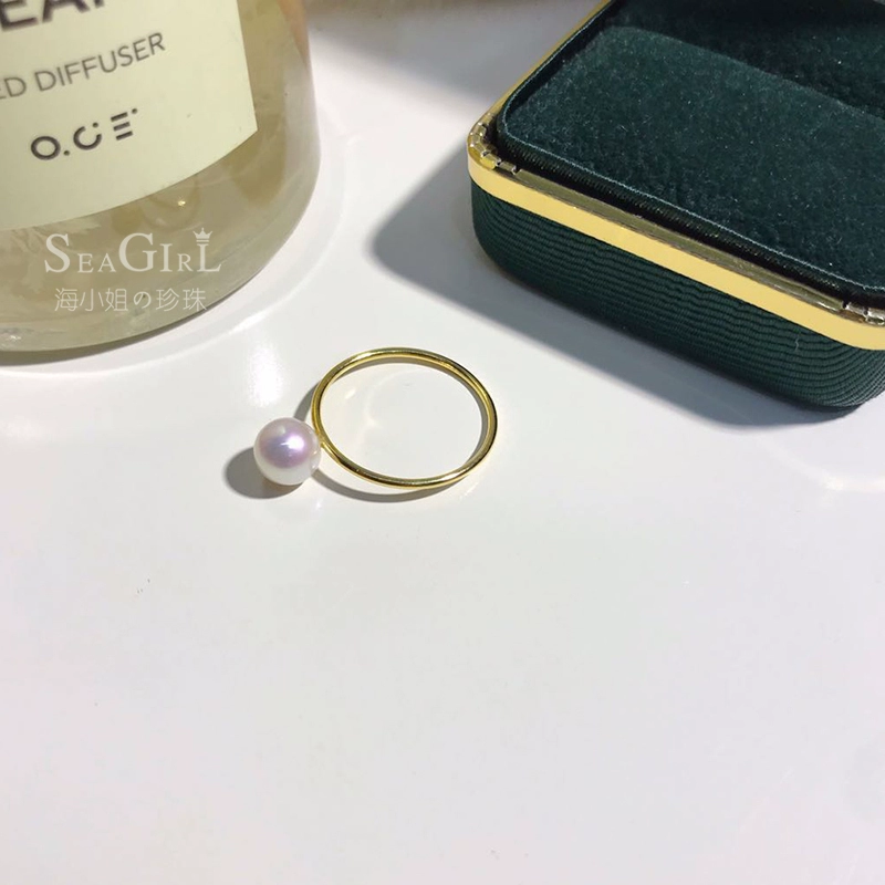 Sea Miss Pearl nhẫn ngọc trai nhỏ vàng 14k nhập khẩu từ Mỹ Nhẫn ngọc trai nước ngọt đơn giản, nhỏ nhắn - Nhẫn