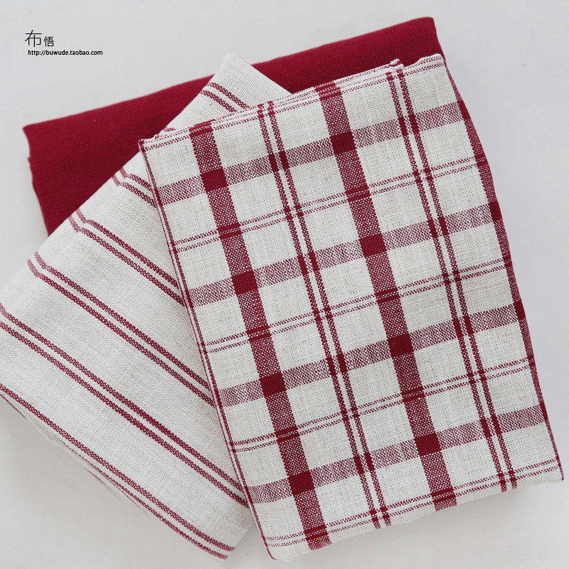 Cloth Wu Modern Simple Plaid Stripe Solid Color Red Gray Thick Living Room Sofa Fabric High-grade Jacquard Fabric