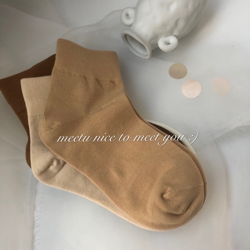 Year Old Gentle Milk Tea Color Ensemble Ultra Comfortable Base 100 Lap Short Socks Student Socks Autumn Winter New Color