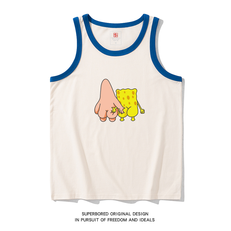 National Trend Retro Nostalgic Summer Fun Cartoon Patrick Star Vest Pure Cotton Loose Large Size Sleeveless T-Shirt Tank Top