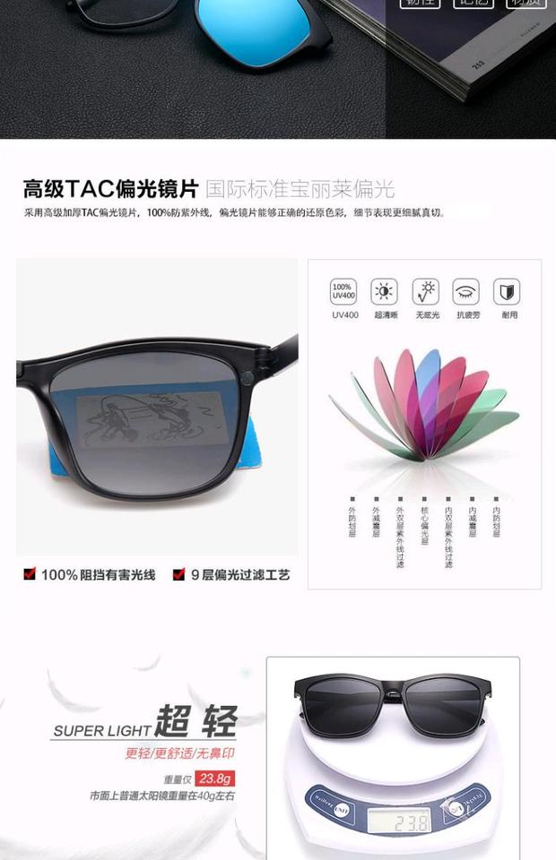 Gương sử dụng kép siêu nhẹ TR90 với kính râm phân cực cận thị cho nam và nữ từ kính râm kính gucci