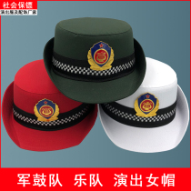 Ladies snare drum team hat group performance hat band hat band Red Hat flight attendant wedding ceremonial hat
