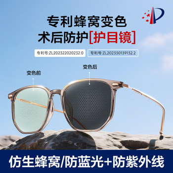 Morak Honeycomb Color-Changing Post-Femtosecond Surgery Anti-Blue Light Radiation Fatigue Ultraviolet Protection Glasses for Men and Women Sunglasses