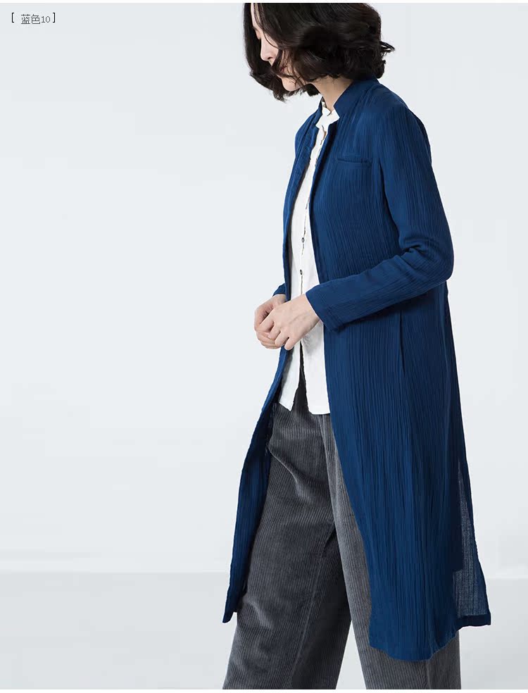 Casual 2018 mùa thu mới của phụ nữ quần áo văn chương fan hâm mộ áo khoác cotton dài màu rắn áo sơ mi dài tay áo gió - Trench Coat áo khoác nữ