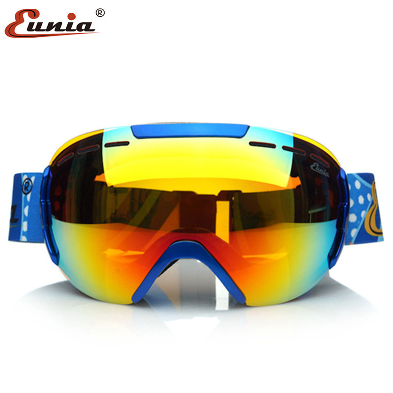 Uenija ski mirror spherical double layer anti-fog male and female universal subsection snowfield goggle can cover myopia