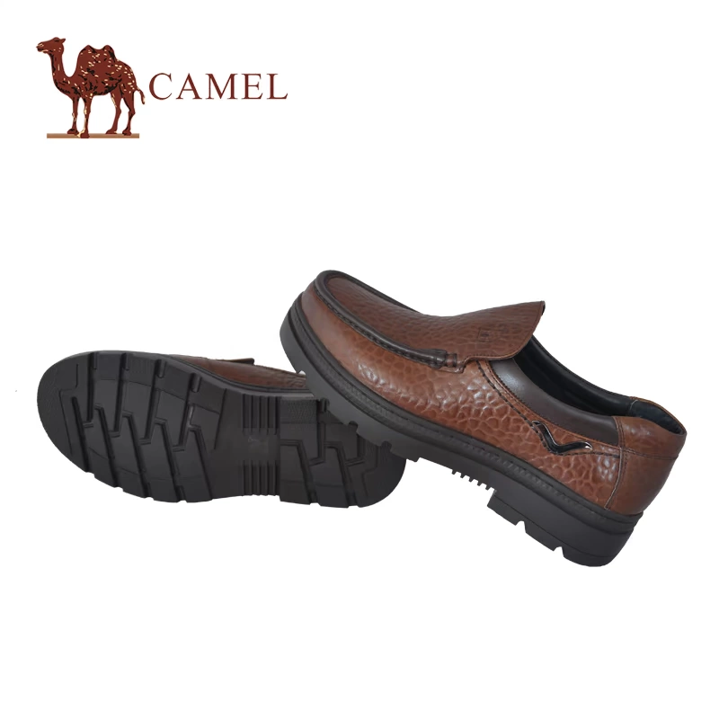 Giày nam Camel mùa thu và mùa đông da mới Giày nam chính hãng giày da bình thường thấp để giúp một bàn đạp chức năng giày - Giày thấp