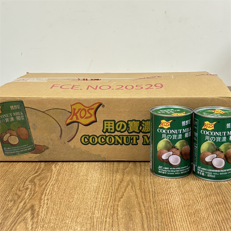 Kos Zhenxiangji Coconut Milk 400ml*24 Cans/Box, Used as a Household Treasure for Coconut Milk and Sago Pudding Baking Ingredients, Commercial Use