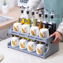 Light luxury kitchen seasoning box set Household oil bottle salt monosodium glutamate seasoning box Seasoning jar Seasoning shelf