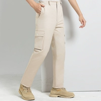 Хлопковые брюки с чистым хлопком хаки