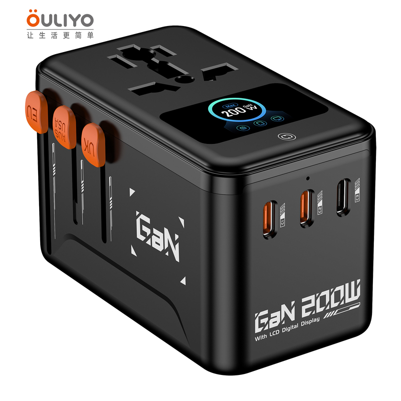 200W Screen Display Conversion Socket Travel International Power Charger British Standard European Standard Australian Standard American Standard Korean Standard