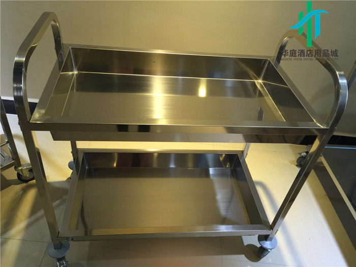 Stainless steel catering two-story bowl collection car silent storage dining car dish collection car hot pot car mobile thickened dining car