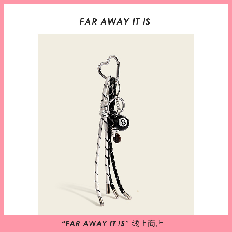 Niche Miu-Style Billiard Bag Pendant, High-End Keychain Lanyard, ins Style Retro Backpack and Schoolbag Decoration Niche Miu-Style Billiard Bag Pendant, High-End Keychain Lanyard, ins Style Retro Backpack and Schoolbag Decoration