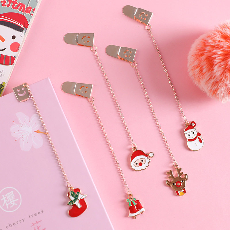 Korean style cute creative Christmas pendant small bookmark girl heart small fresh student metal page cartoon bookmark