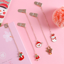 Korean style cute creative Christmas pendant small bookmarks girl heart hipster student metal clip page cartoon bookmarks