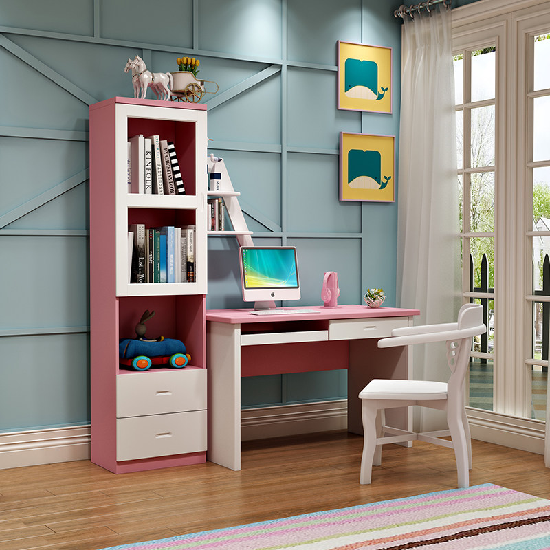 Full solid wood desk bookshelf combination multifunctional computer desk desktop home corner writing desk bookcase desk desk integrated