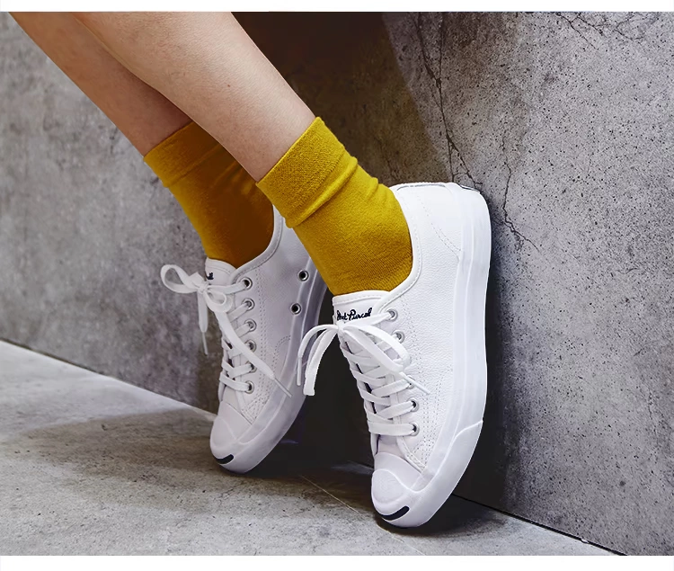 Converse màu đen và trắng cổ điển mở nụ cười giày vải nam và nữ đôi giày nhỏ màu trắng 101503/9 1Q698 / 9