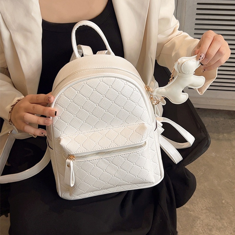 French Gene Mk Genuine Leather Backpack for Women 2026 New Light Luxury Fashion Travel Backpack Casual Outing School Bag