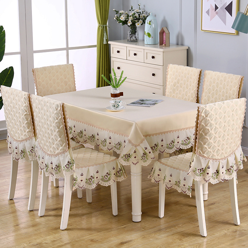 Chenille rectangular tablecloth coffee table tablecloth dining chair cover chair cushion set European home chair stool cover