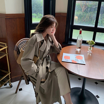 Windbreaker womens clothing 2021 spring and autumn new mid-length temperament French high-end sense big fashion coat small man