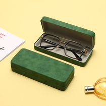 Retro pleated leather myopia glasses case womens simple sunglasses box sunsun glasses box portable clear glasses leather box Tide man