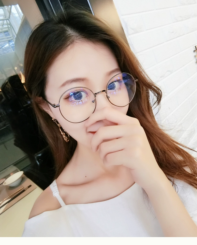 Kính râm khung kính retro thủy tinh tròn kính chống ánh sáng cận xanh bức xạ nam và nữ khung lớn gương tròn kính khung - Kính