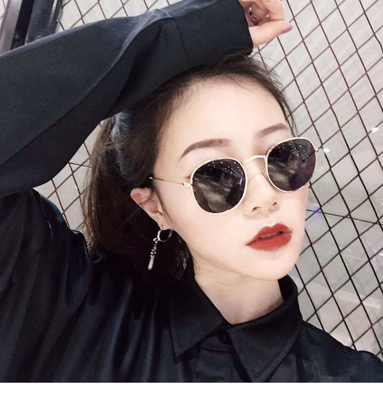 Net đỏ ulzzang Harajuku hip hop hộp nhỏ vòng mặt kính mát vòng khung retro nữ cận thị kính mát thủy triều